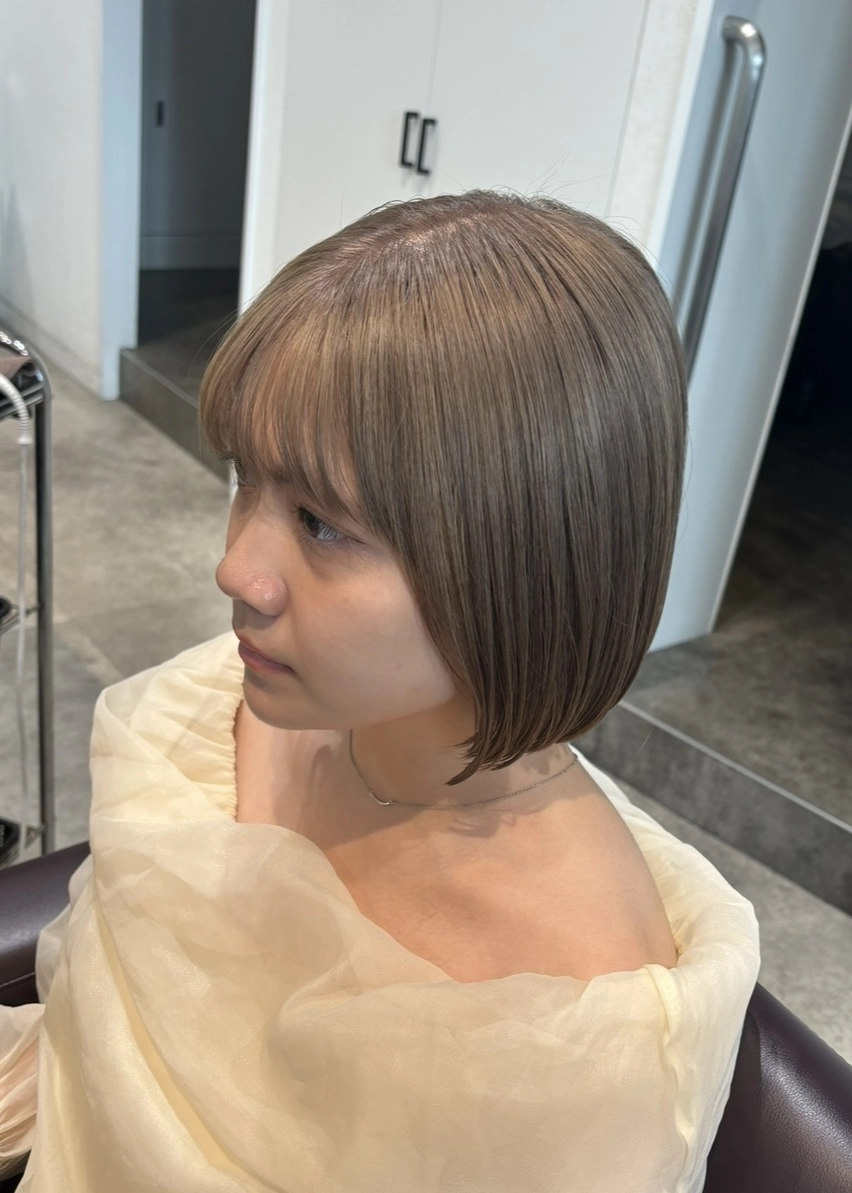 【中野】ミルクティーベージュボブ