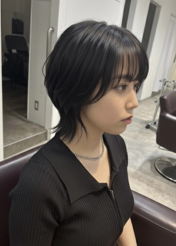 顔まわりで似合わせるショートウルフ