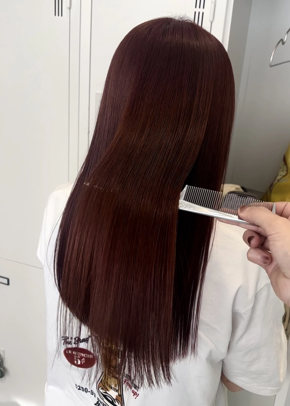 ブリーチ無しカラーワインレッド