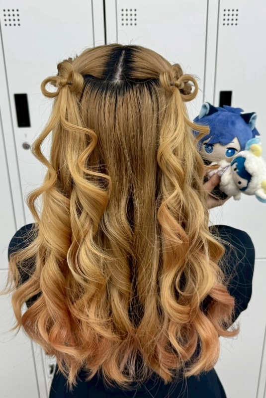 横浜で推し活ヘアメ/くるみちゃん/推し活ヘアセット/推し活ヘアアレンジ/リボン/シュシュ/横浜推し活ヘアメ/横浜推し活ヘアセット/横浜推し活ヘアアレンジ/立体リボン/リボン・ハートツイン・量産型ヘアメ/ライブ前/イベント前/猫耳ヘア/クラゲヘア